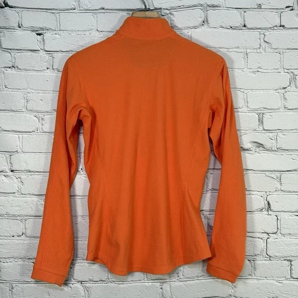 Arcteryx Womens Delta LT Zip Neck Jacket M Orange Alaska Majestic Heli Ski Logo